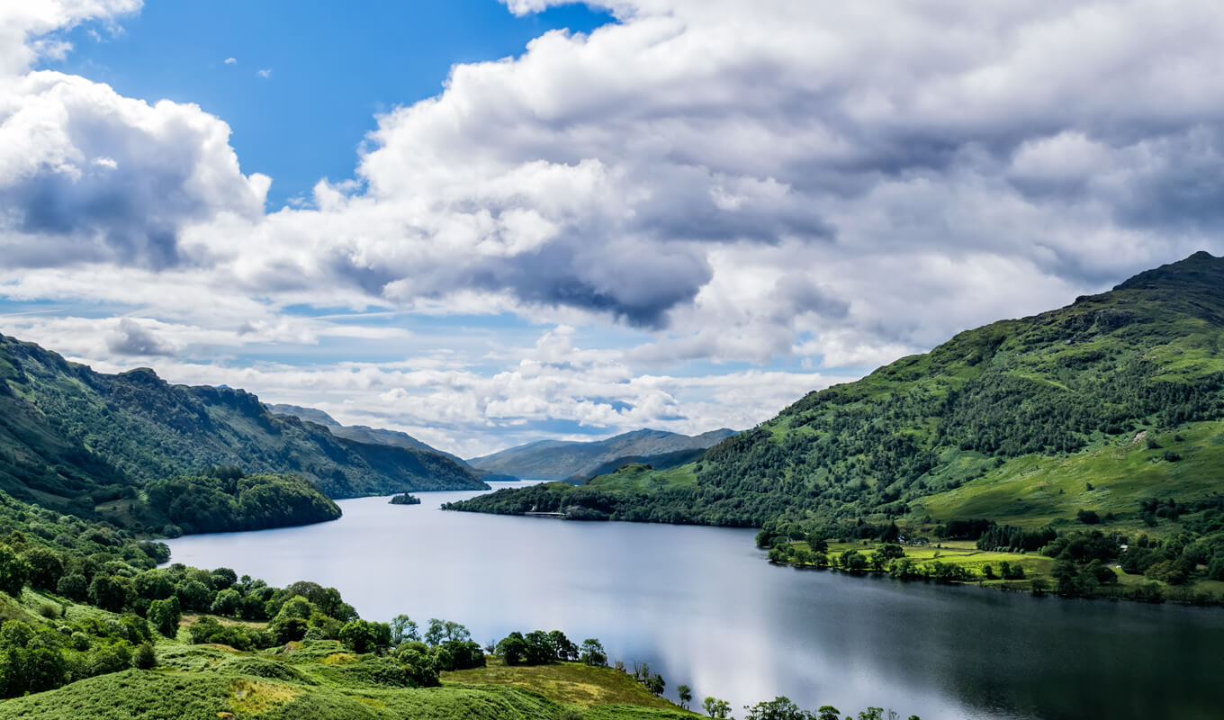 Green mountains beside Loch Lomond, Scotland