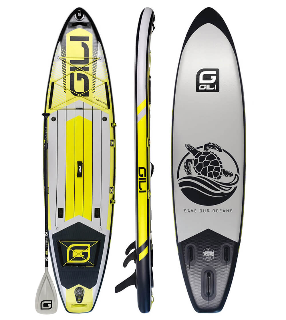 Yellow gili adventure inflatable paddle board