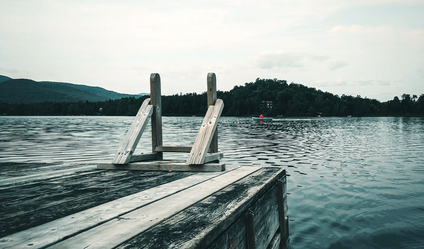 Wooden dock at Marteau Islands, Quebec