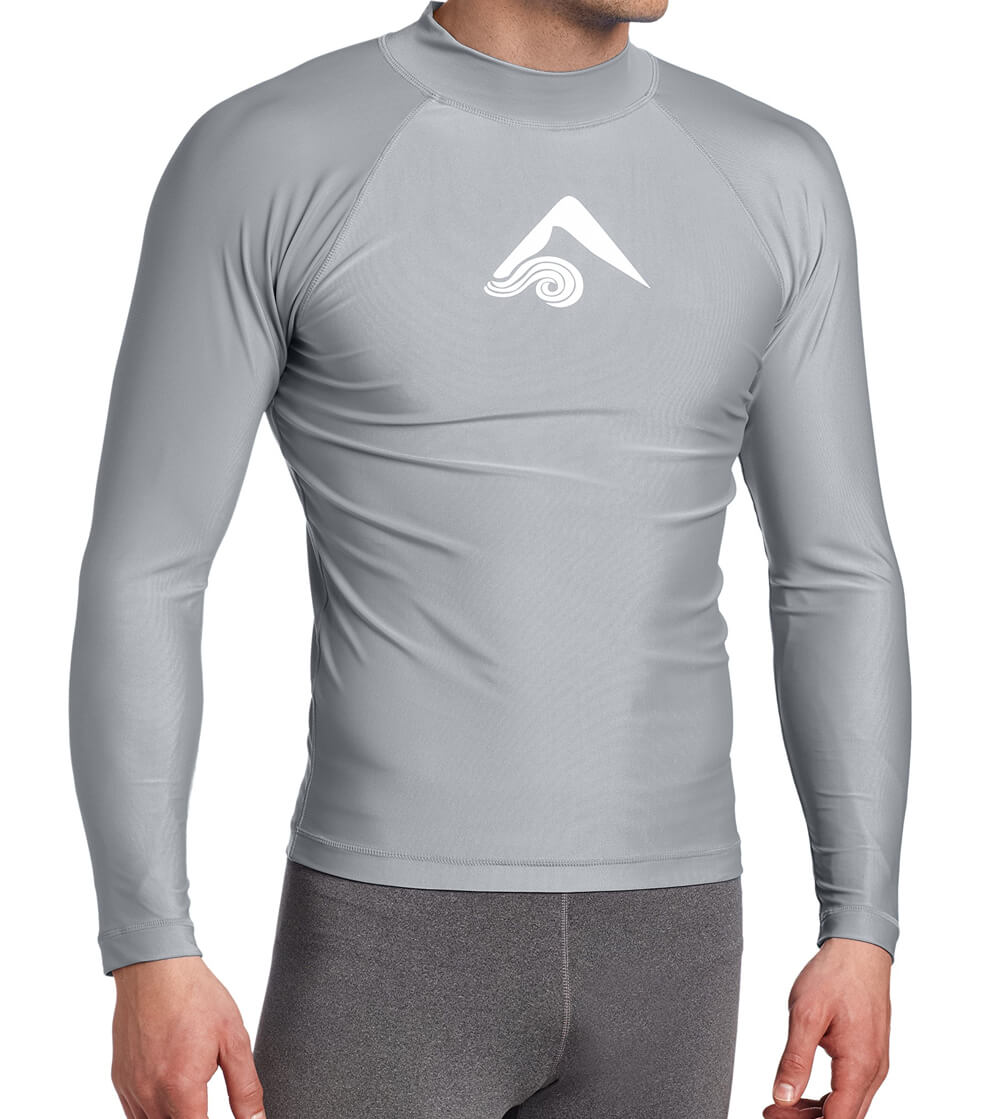 Grey Kanu surf men's long sleeves platinum rashguard