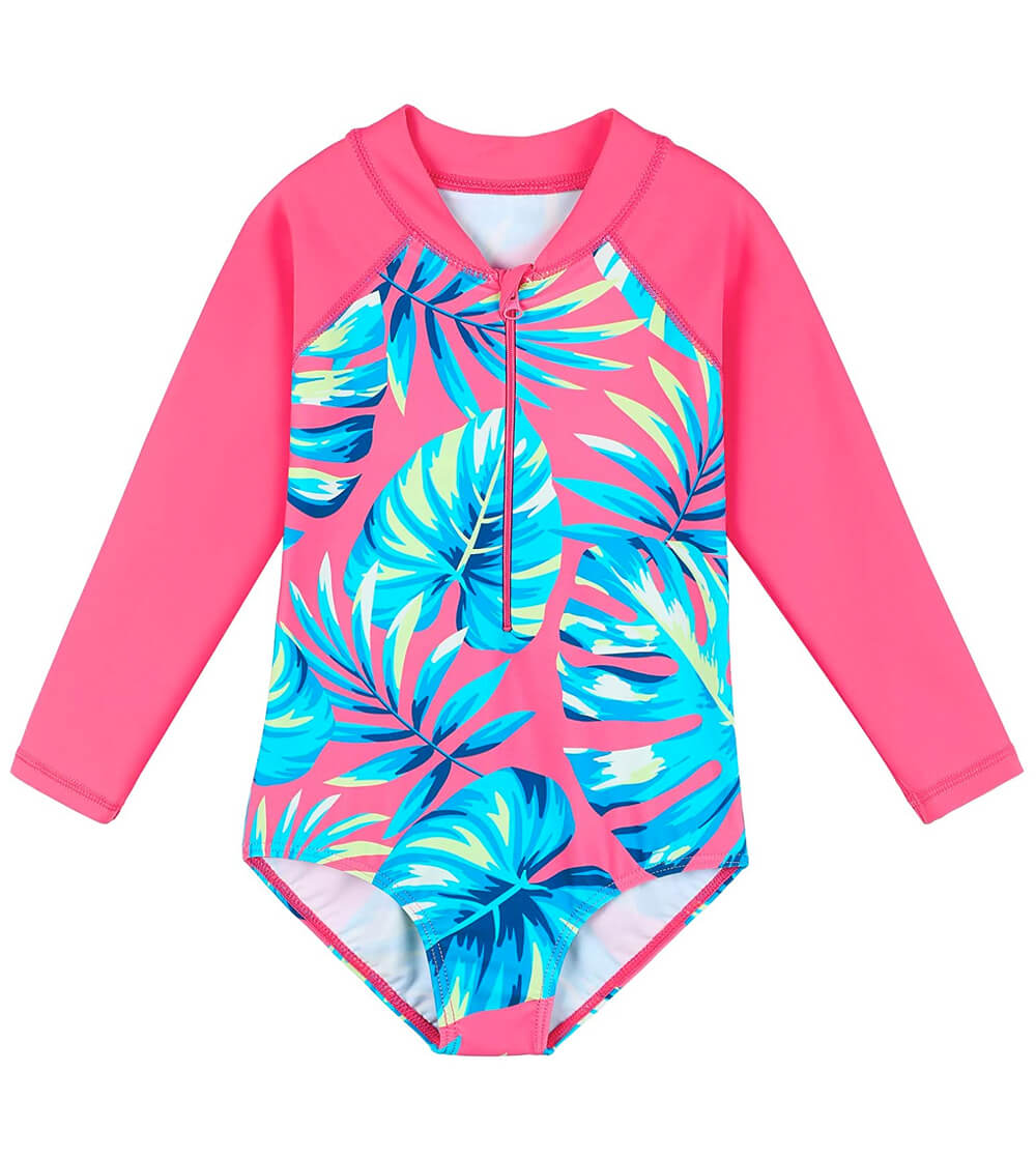 Hotpink TFJH kids girl rashguard swimsuit one piece swimwear