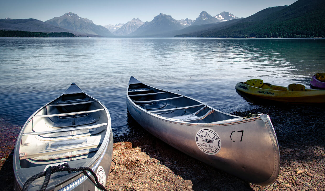 Two tandem aluminum canoe