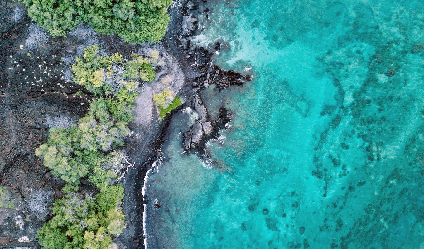 Top view of Anaeho' Omalu beach, Kona
