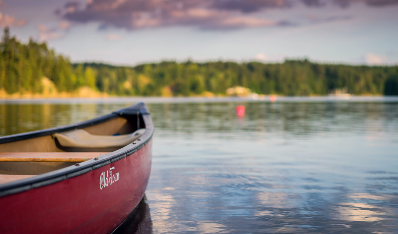 Old town canoe on a lake