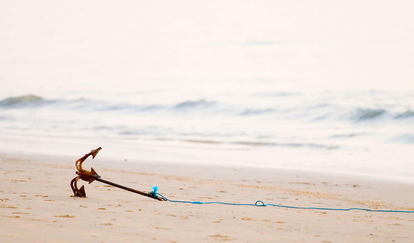 Grapnel anchor on the beach