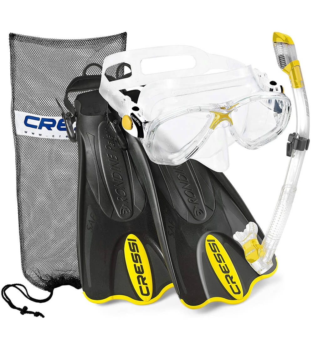 Yellow Tempered Glass Cressi Palau Snorkel Set