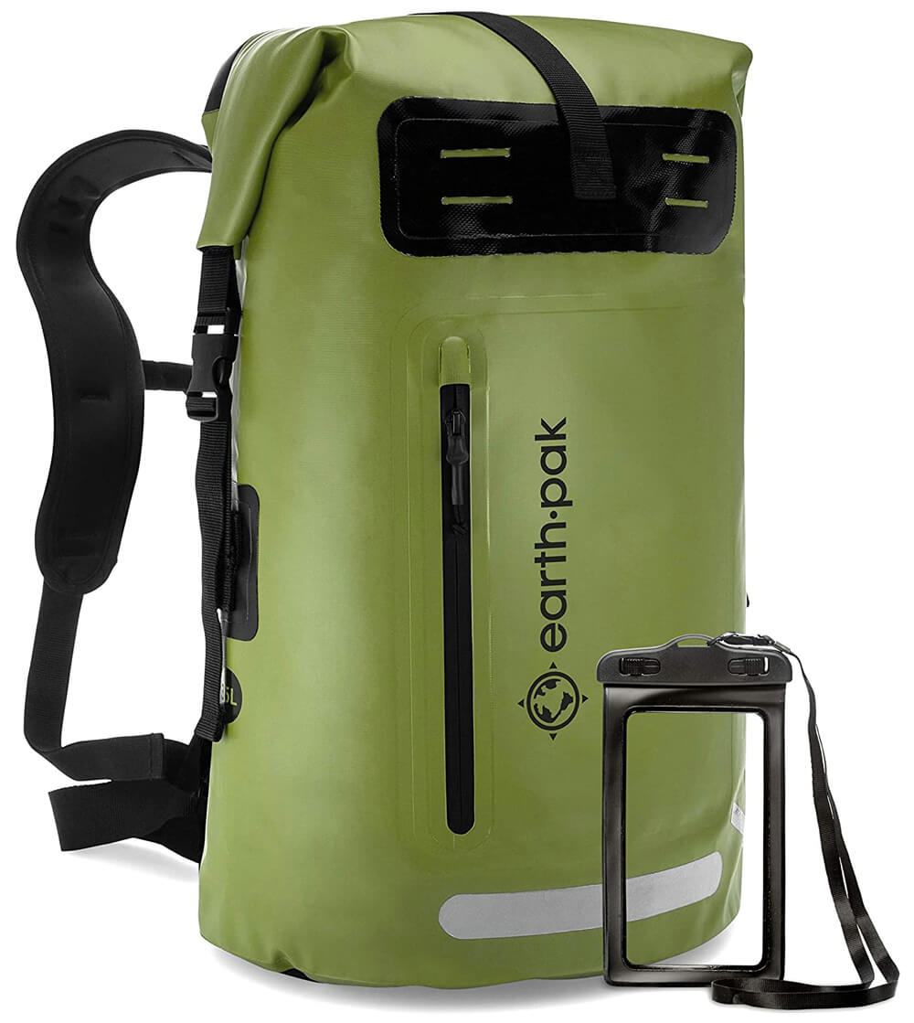 Green earth pak waterproof backpack