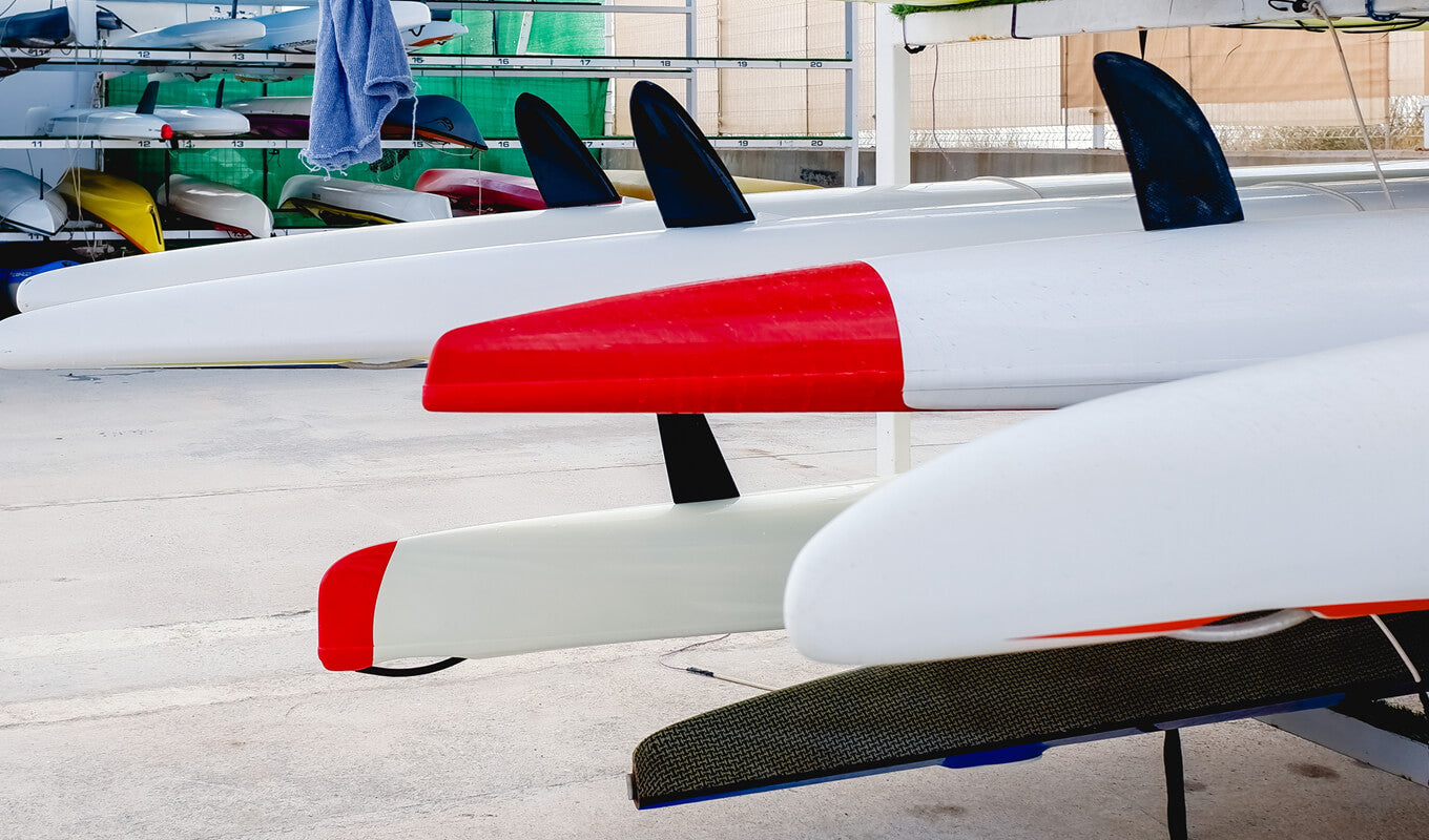 White kayak with a skeg