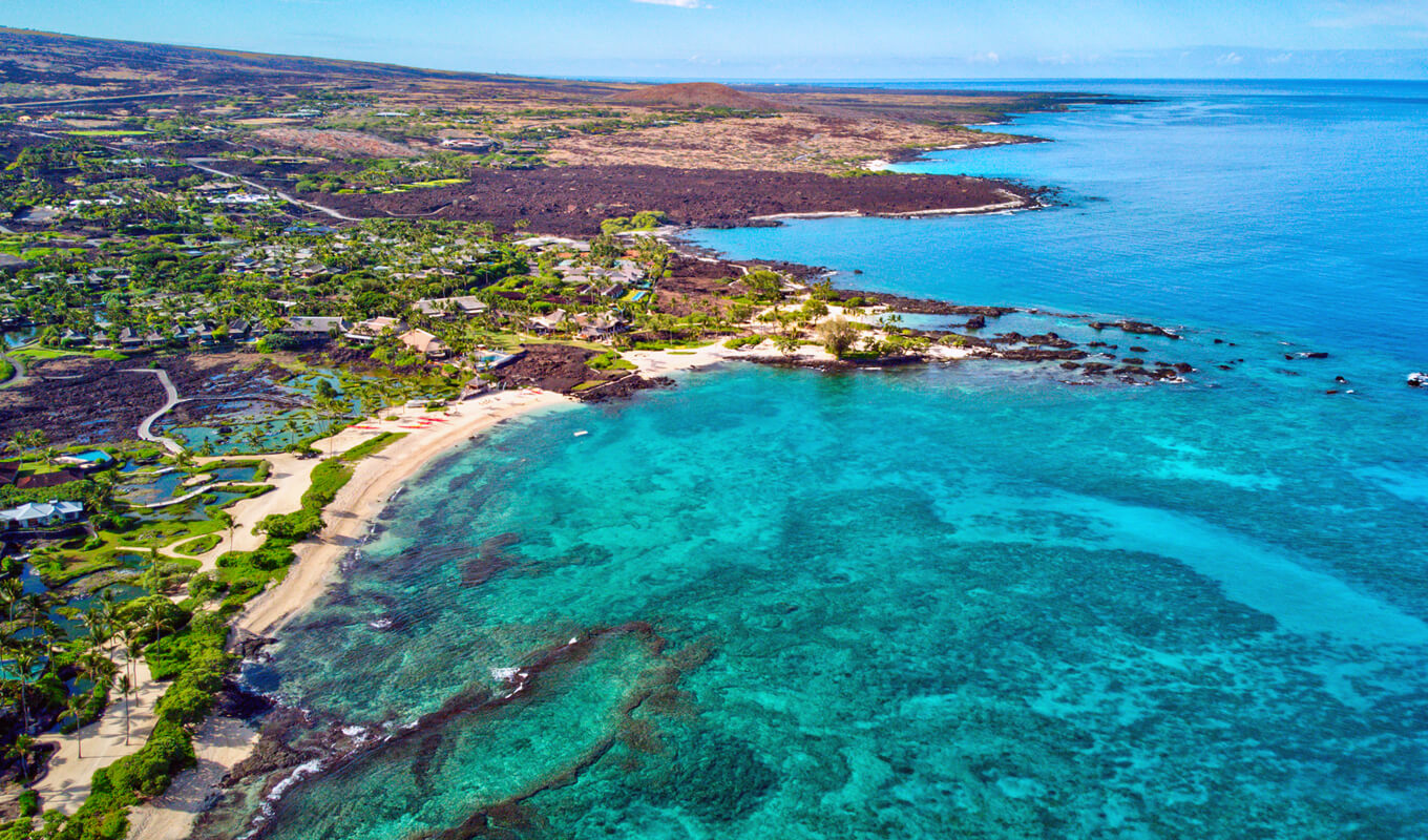 Aerial view of Kukio beach, Kona