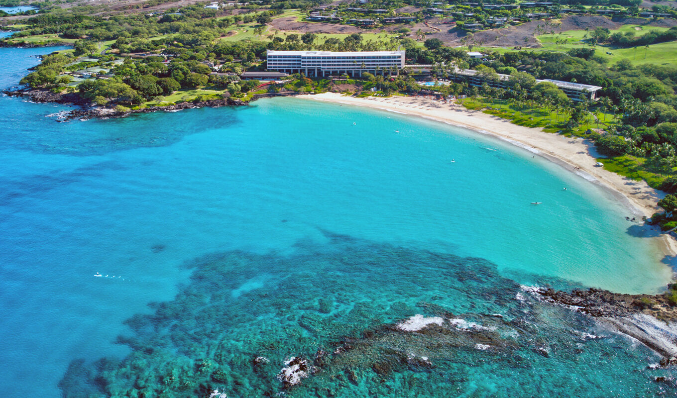 Aerial view of Mauna kea beach, Kona