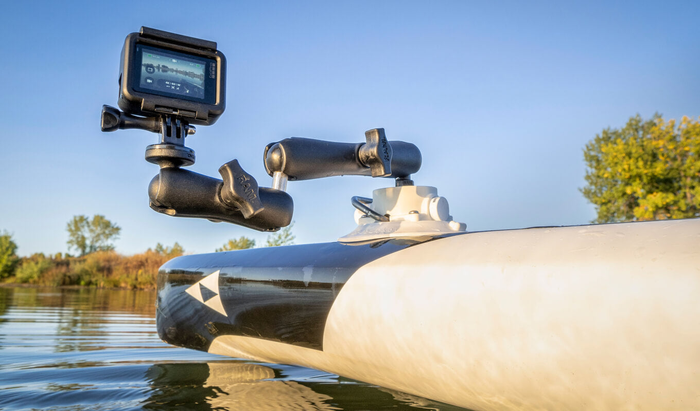 GoPro suction mount on a paddle board
