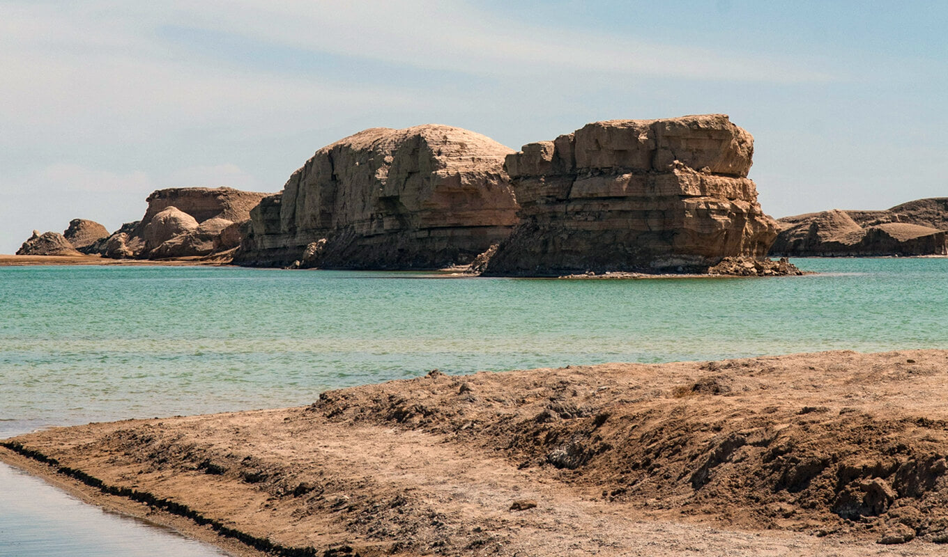 Brown rock formation of Qinghai lake, China