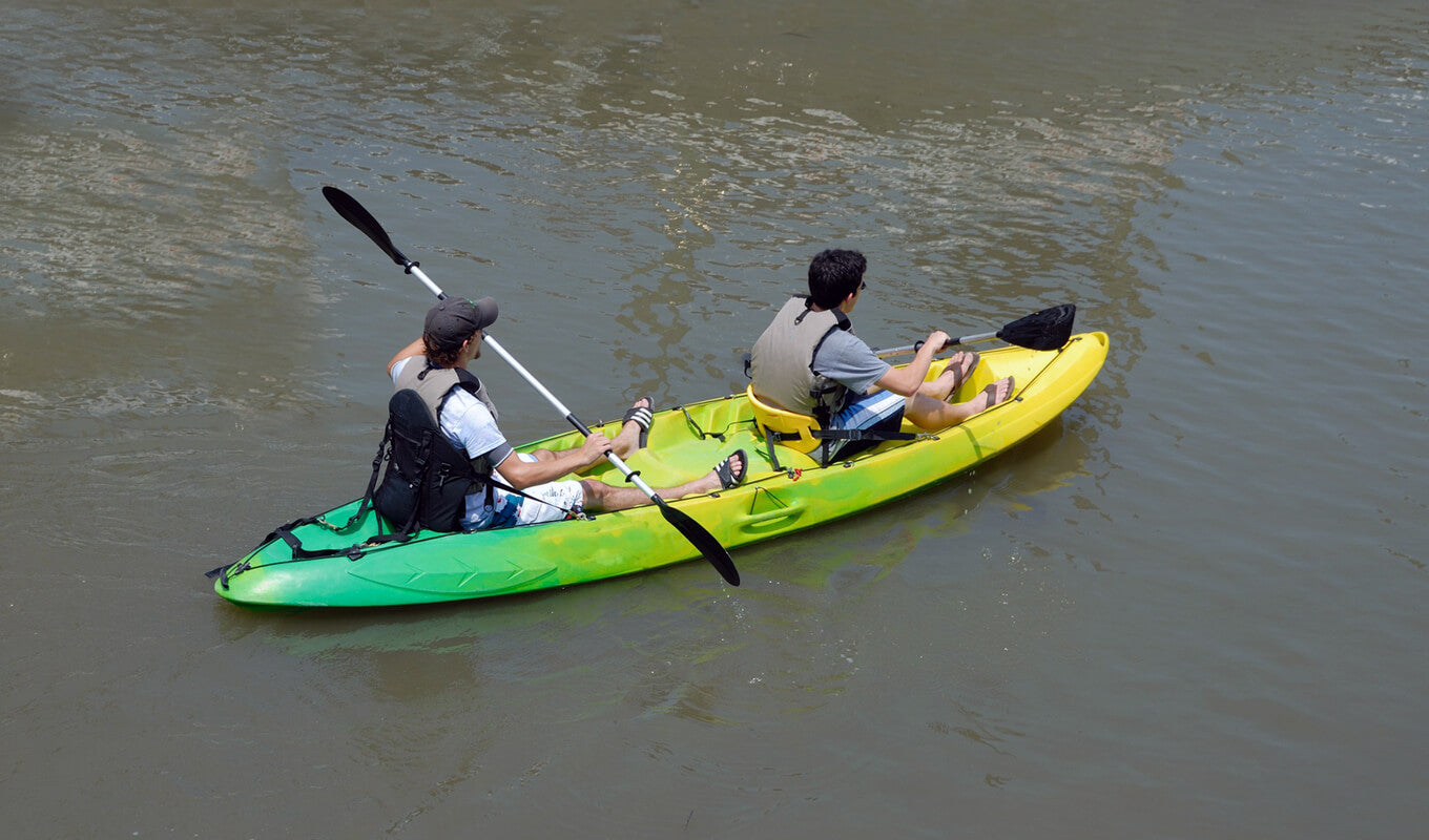 Green tandem kayak